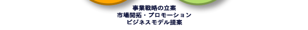 事業戦略の立案、市場開拓・プロモーション、ビジネスモデル提案